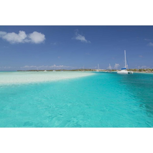 Bahamas, Exuma Island Moored sailboats